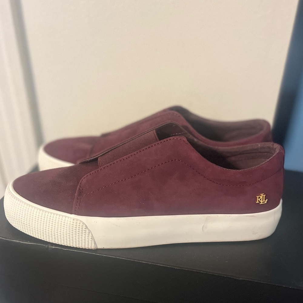 Burgundy Ralph Lauren Slip-On Sneakers
